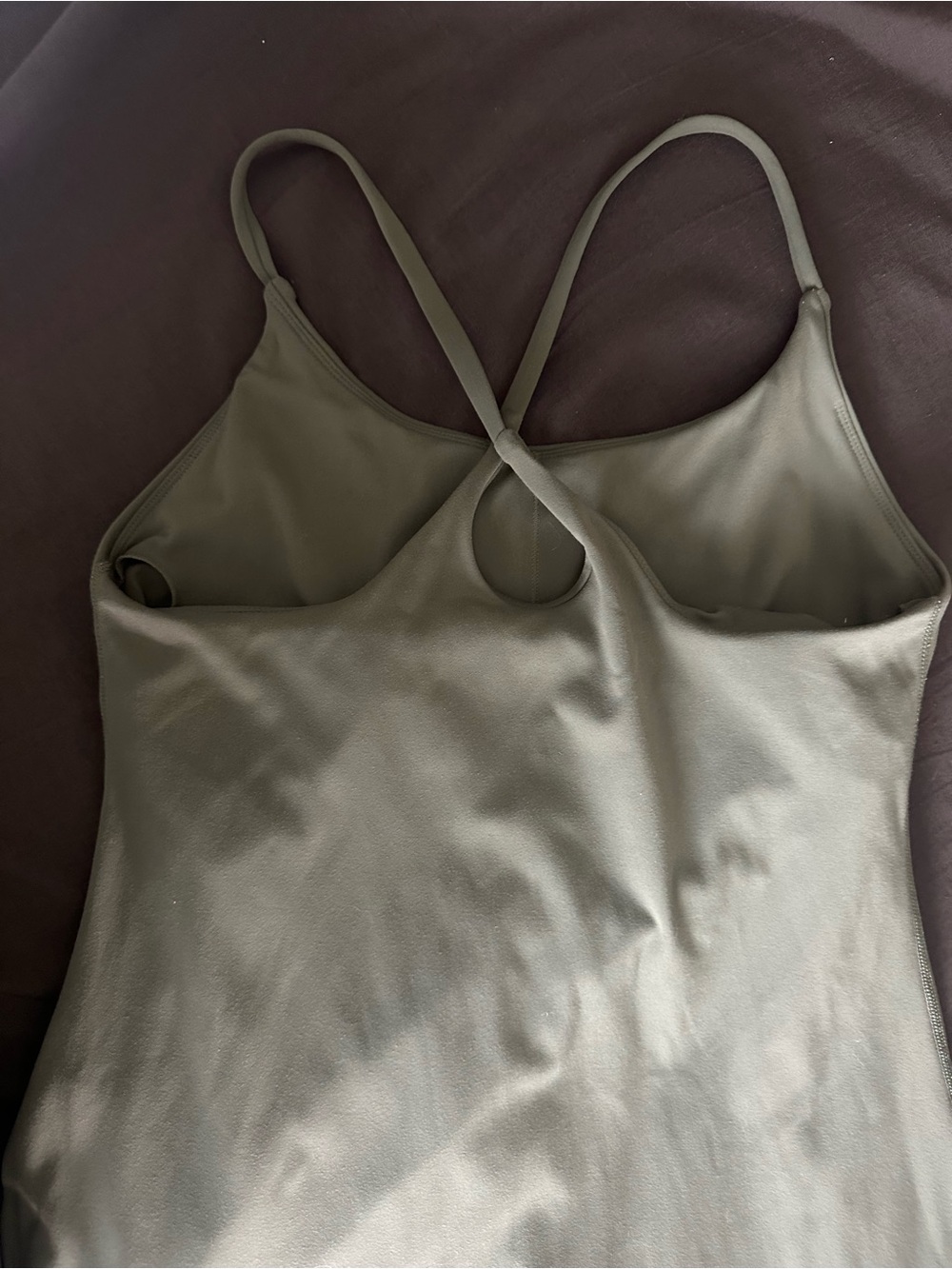 Nicole Miller Sport Olive Slip Dress shorts under - Picture 2 of 6